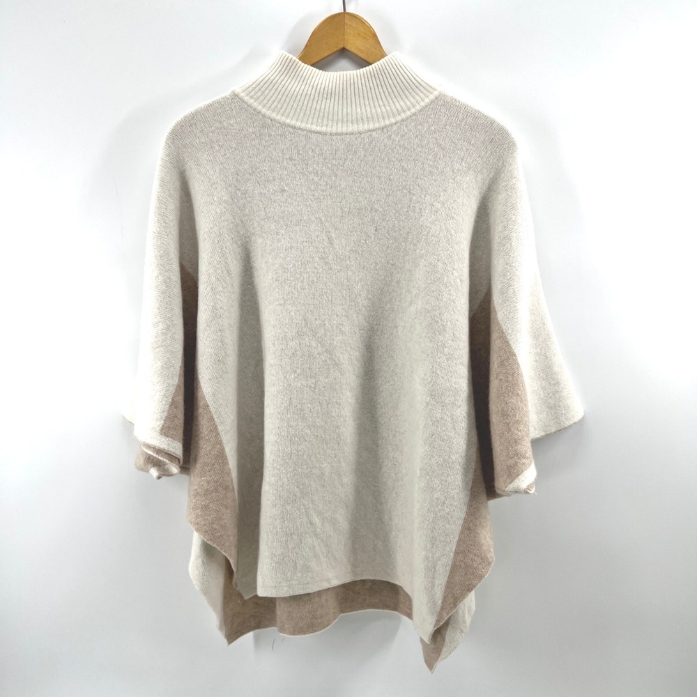 Note di Anita Poncho Sweater Neutral Merino Wool Cashmere Minimalist Luxe ITALY